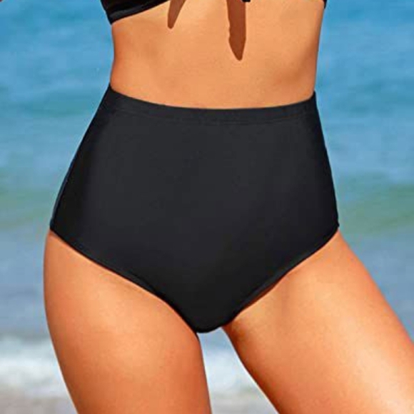 Retro High Waisted Black Bikini Bottom - Picture 2 of 3
